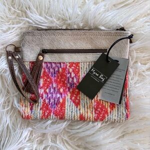 Myra Bag Cowhide & Woven Wristlet – NWT